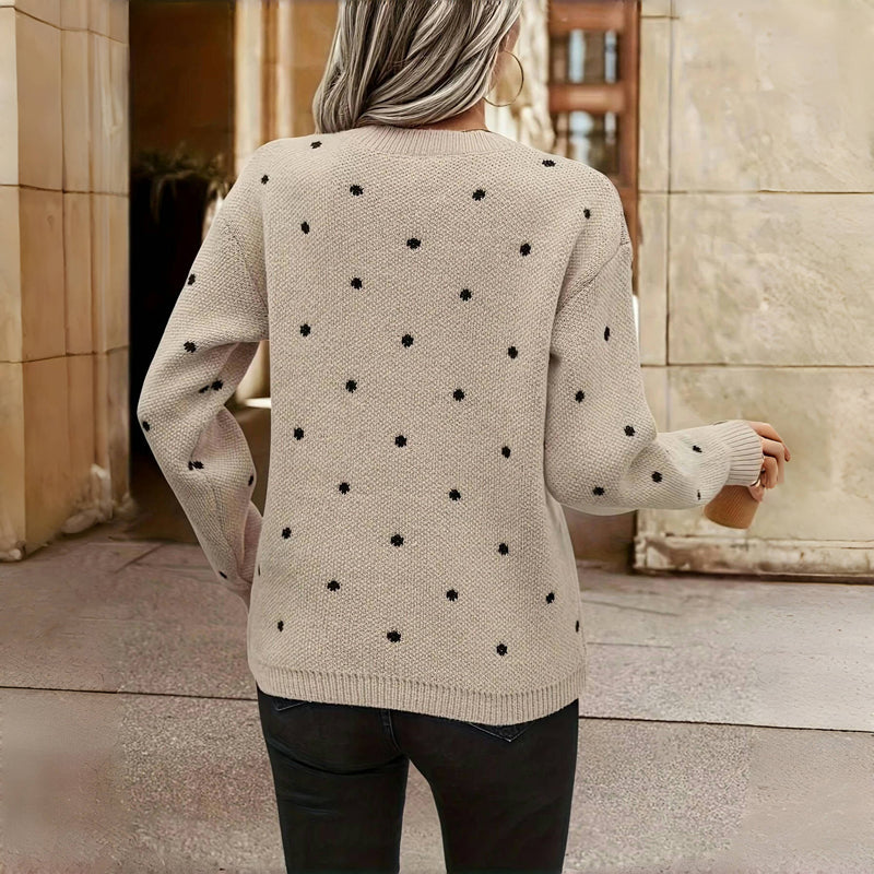 Nora | Knitted Sweater with Polka Dot Design