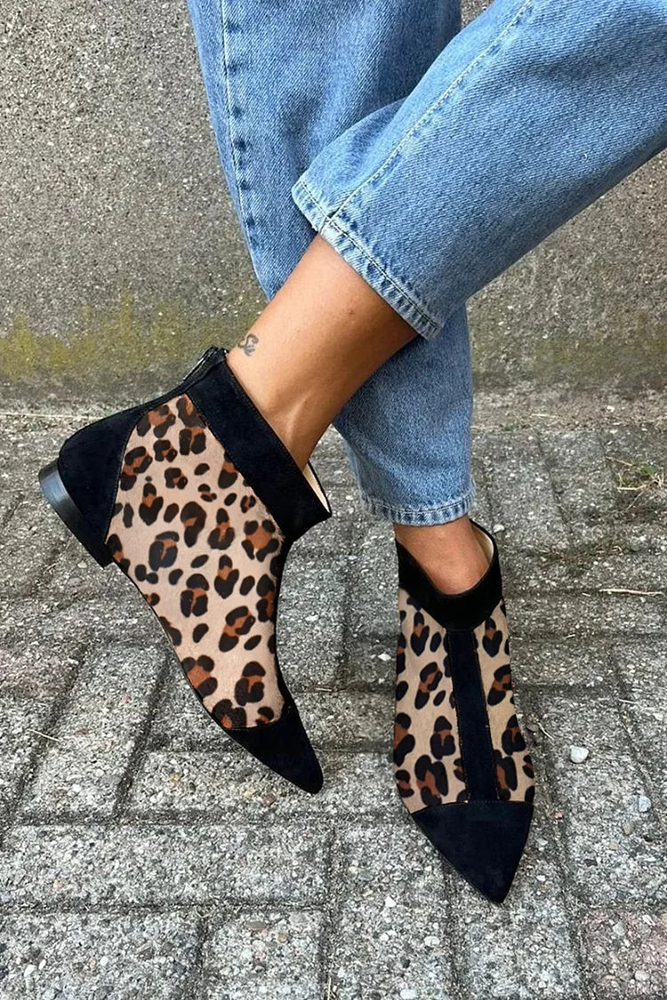 Lily | Pointed Toe Ankle Boot in Leopard Print