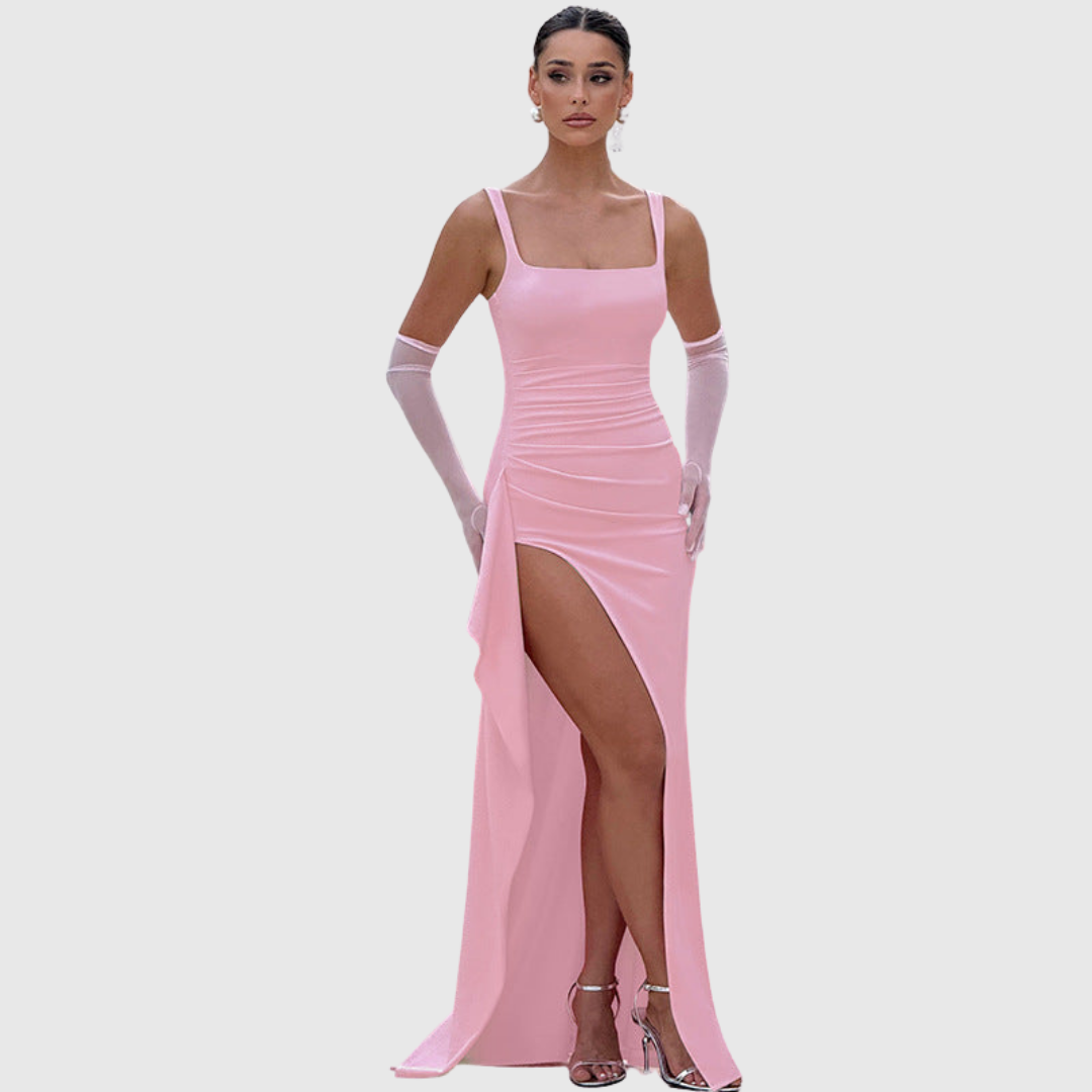 Celly | Elegant Formal Slip Maxi Dress with Open Back