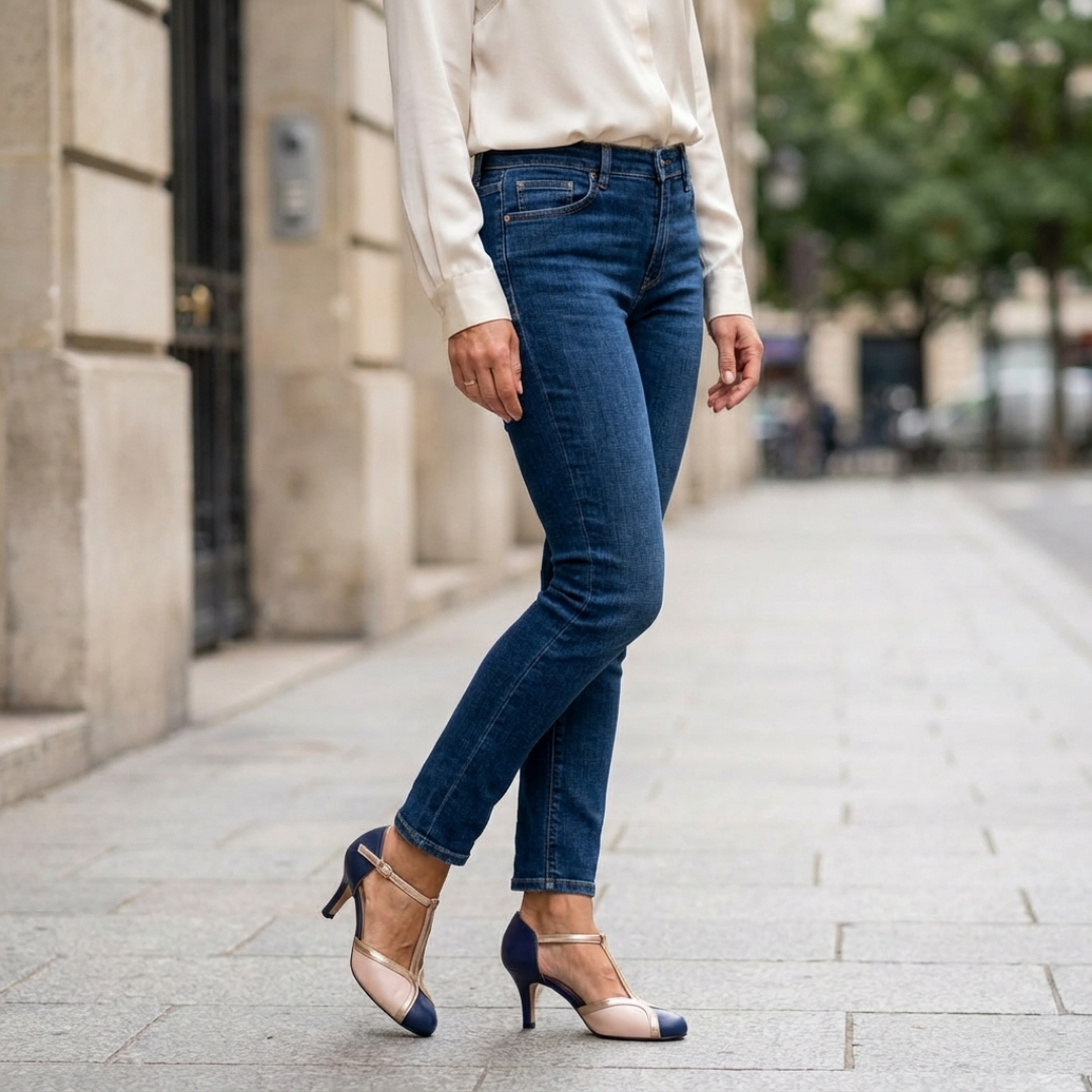 Sofiah | Colourful and Comfortable T-strap Heels with Round Toe