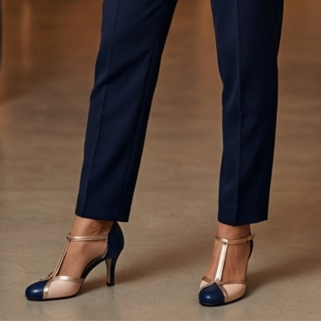 Sofiah | Colourful and Comfortable T-strap Heels with Round Toe