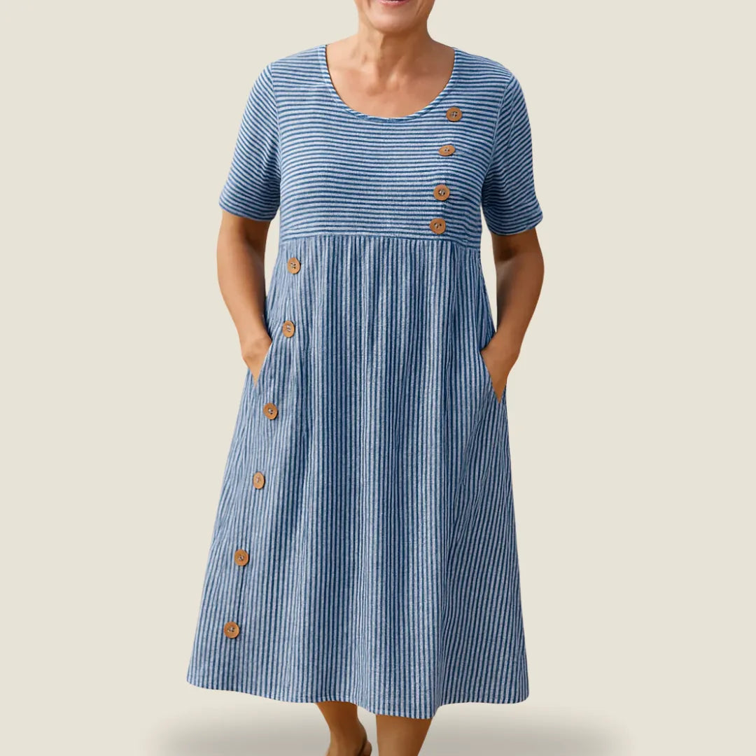 Brienne | Striped Midi Dress – Effortless Comfort, Everyday Confidence