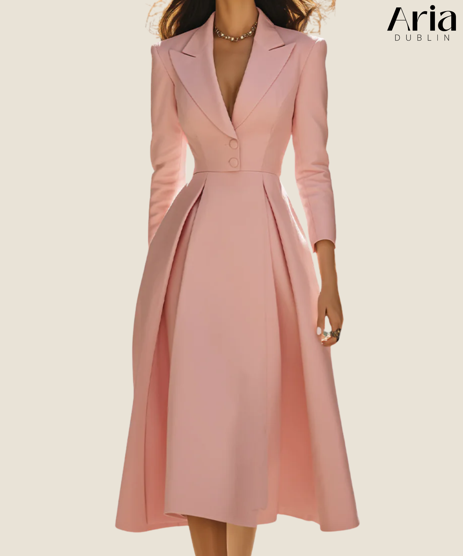 Ceryth | Elegant Pleated Blazer Midi Dress