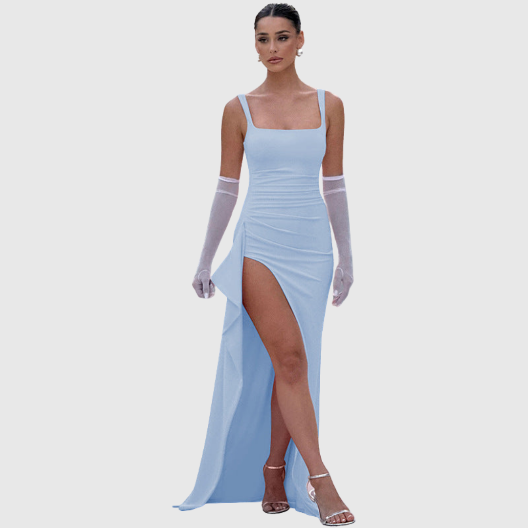 Celly | Elegant Formal Slip Maxi Dress with Open Back