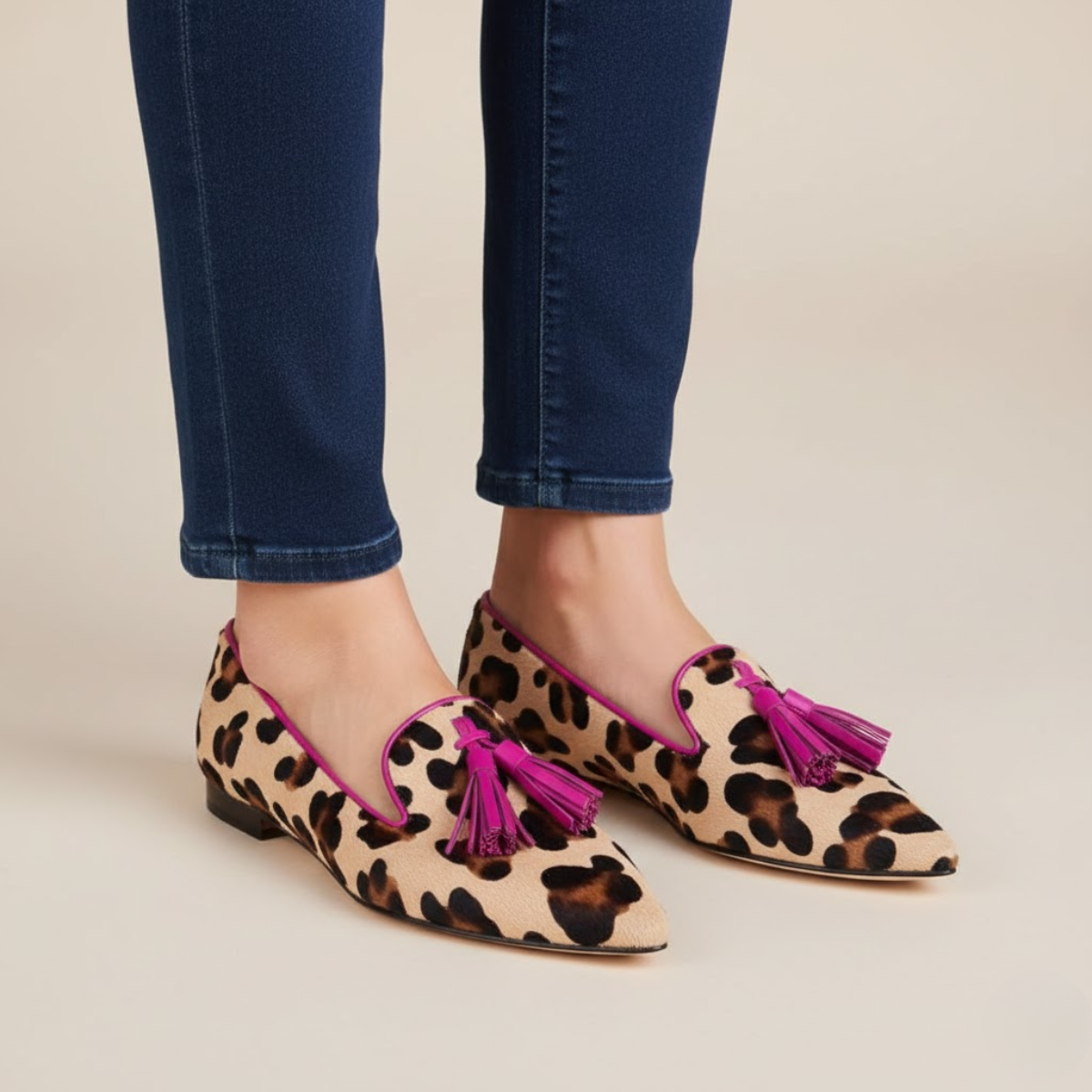 Pink Leopard Print Women's Loafers