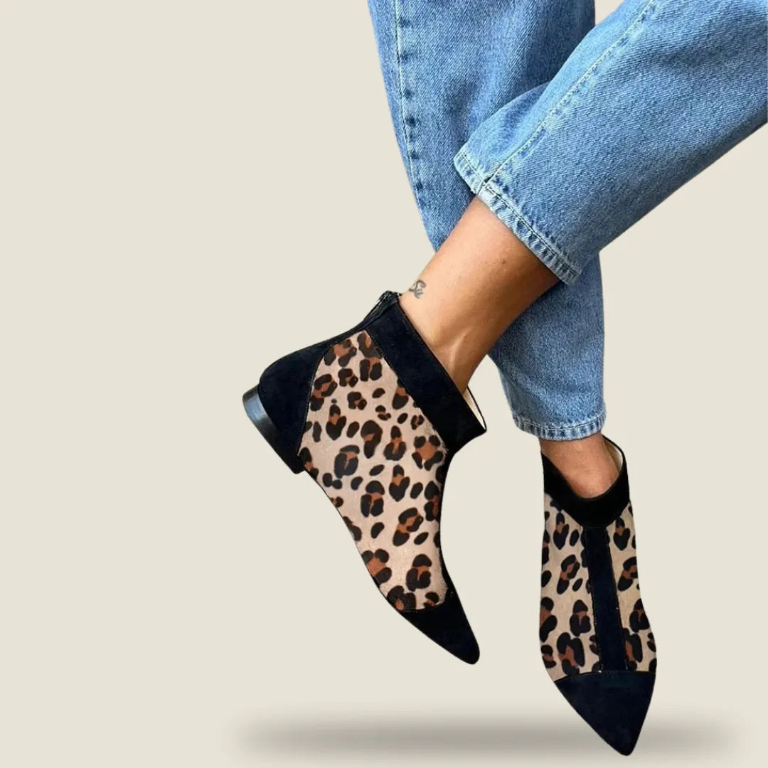 Lily | Pointed Toe Ankle Boot in Leopard Print