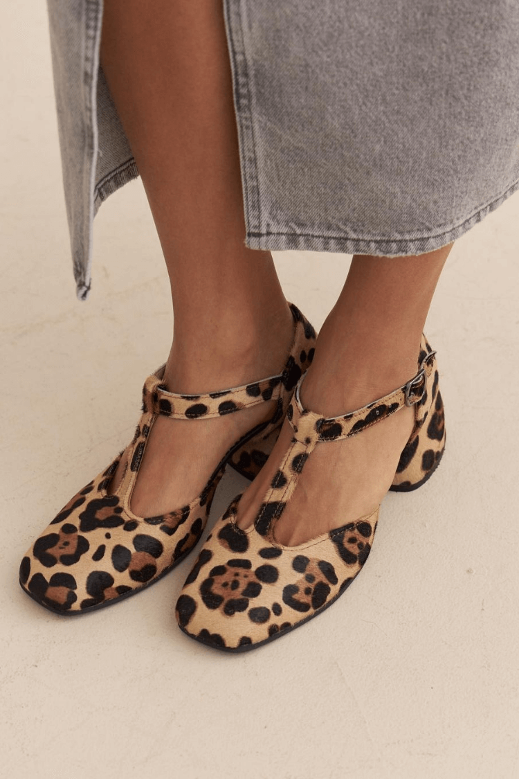 Gianna | Leopard Print T-Strap Block Heels