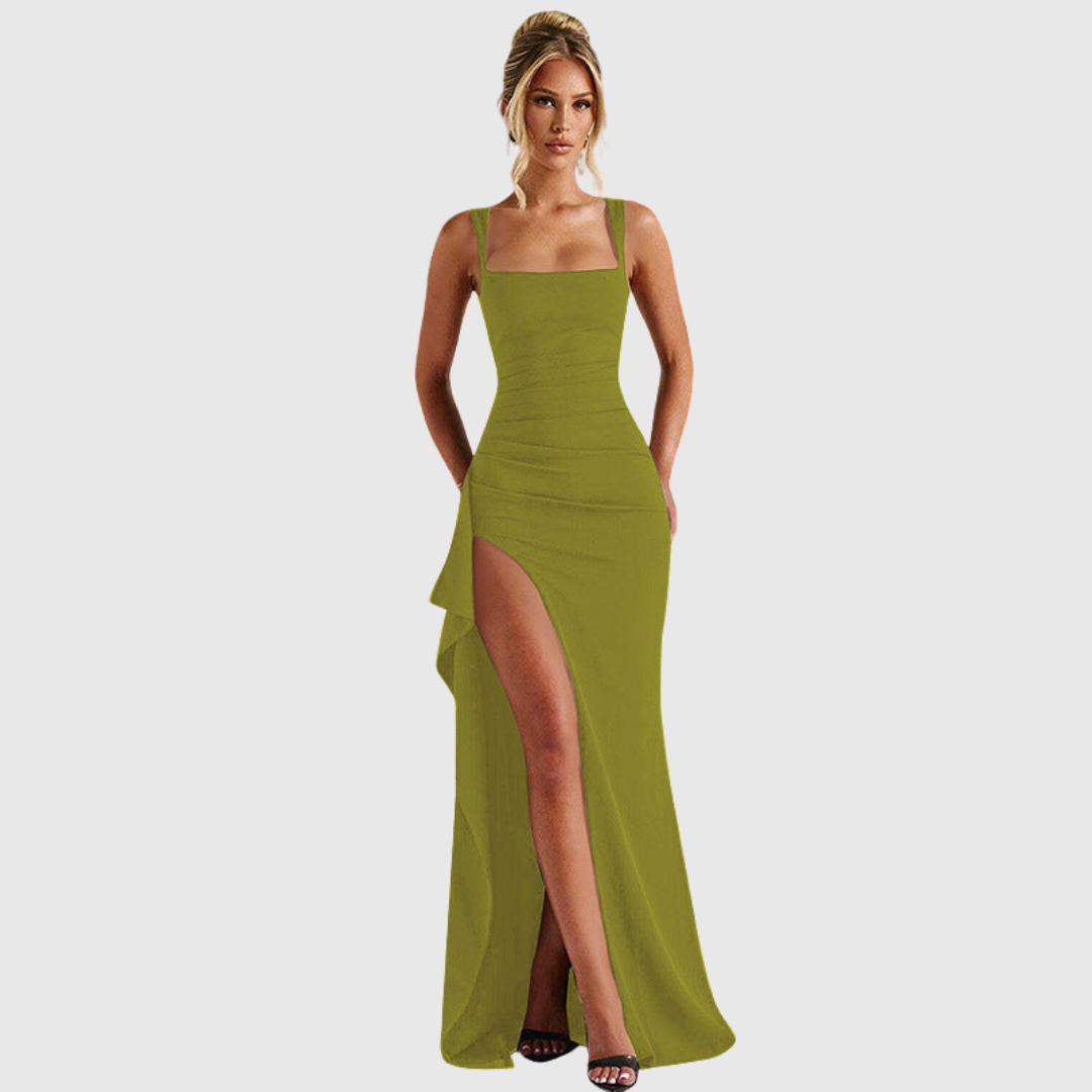 Celly | Elegant Formal Slip Maxi Dress with Open Back