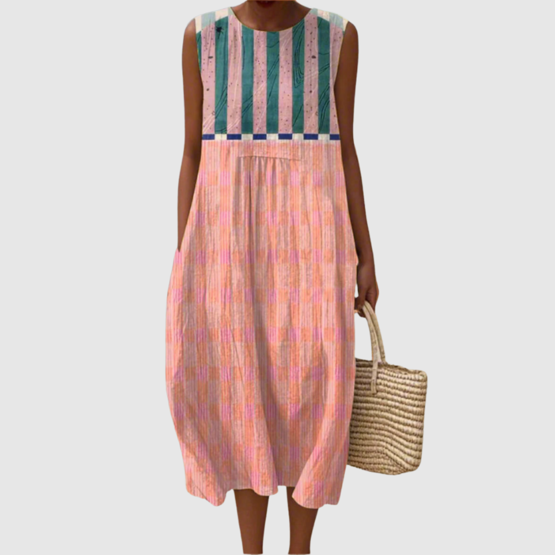 Lily | Striped Pastel Midi Dress