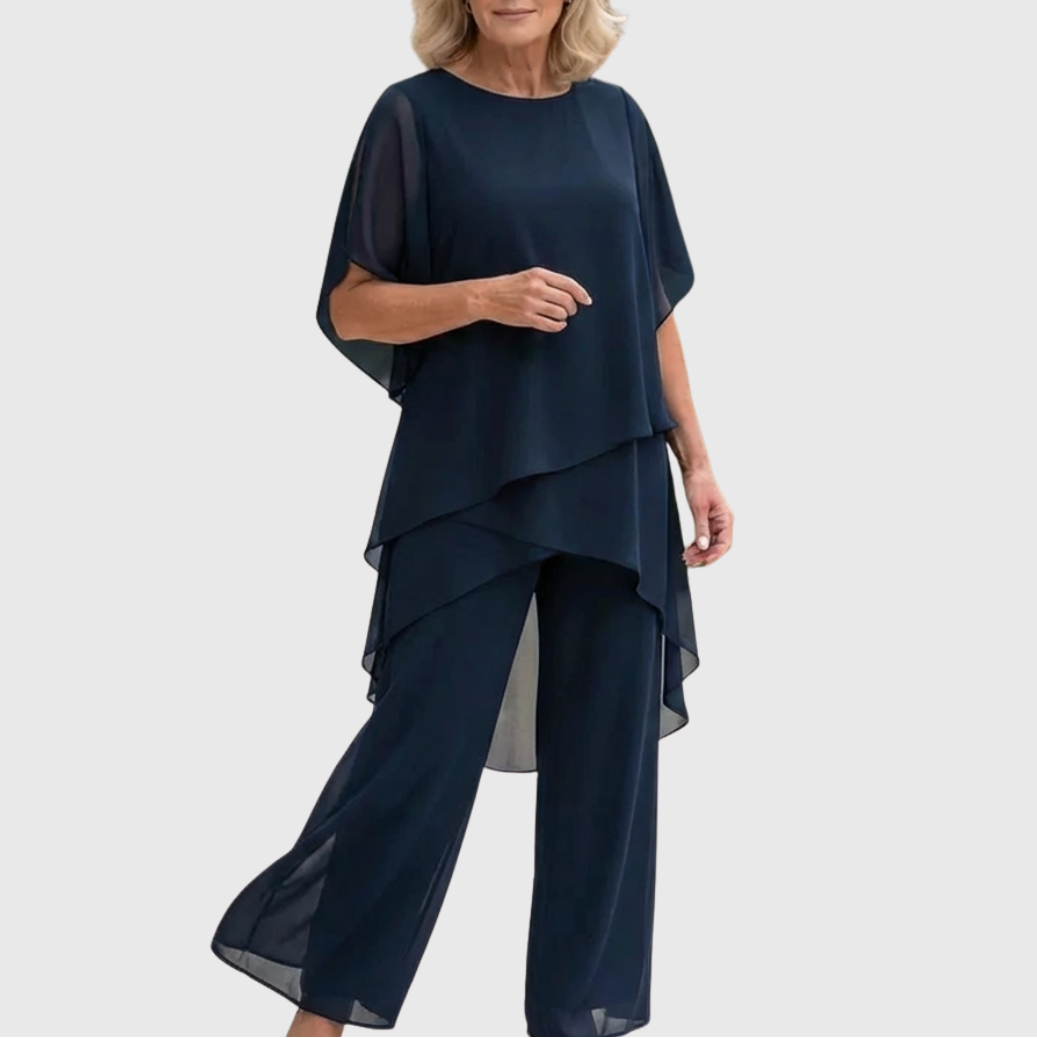Linda | Suit with draped palazzo trousers